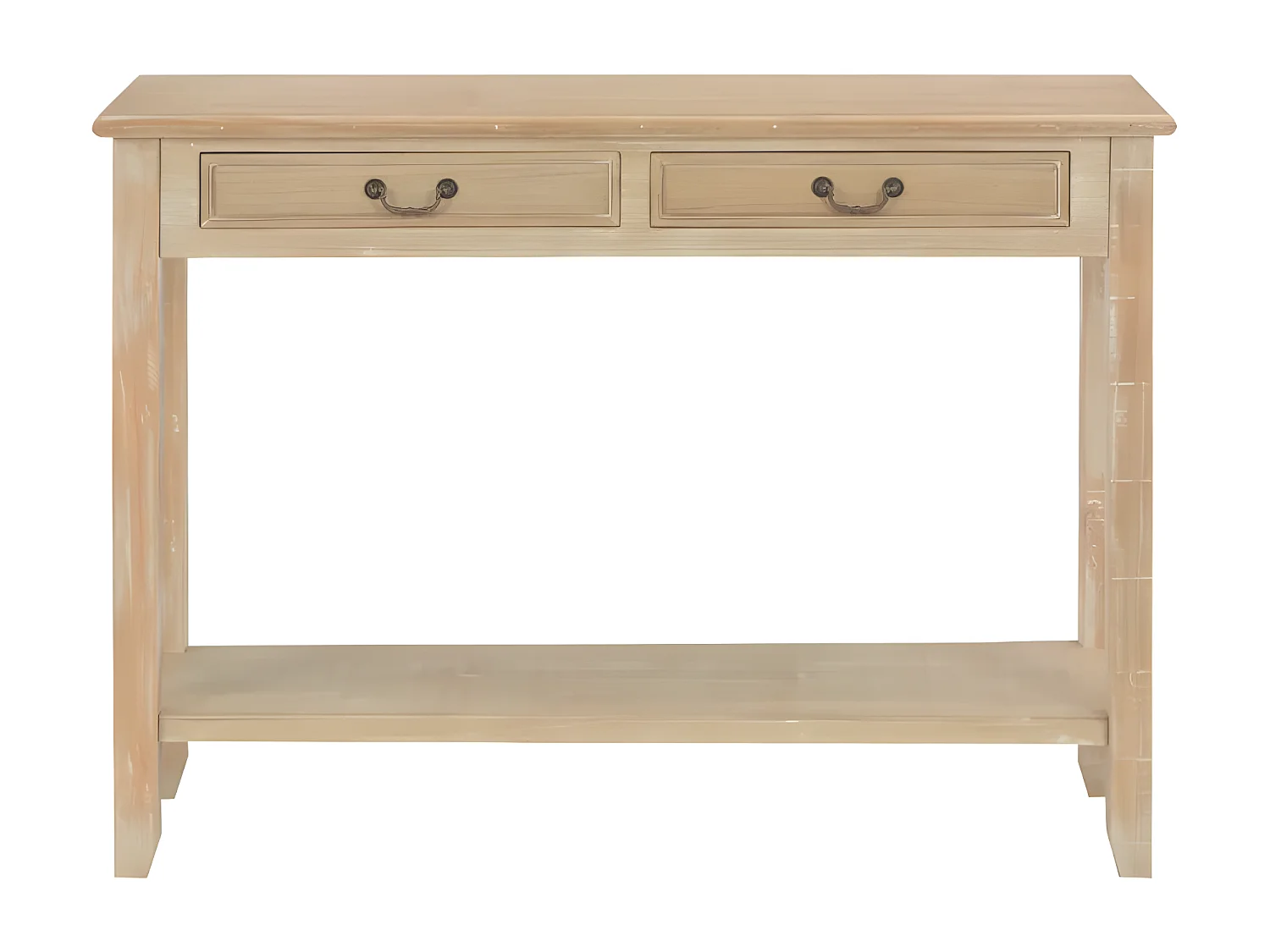 Console 2 tiroirs paulownia et pin massif clair Carla