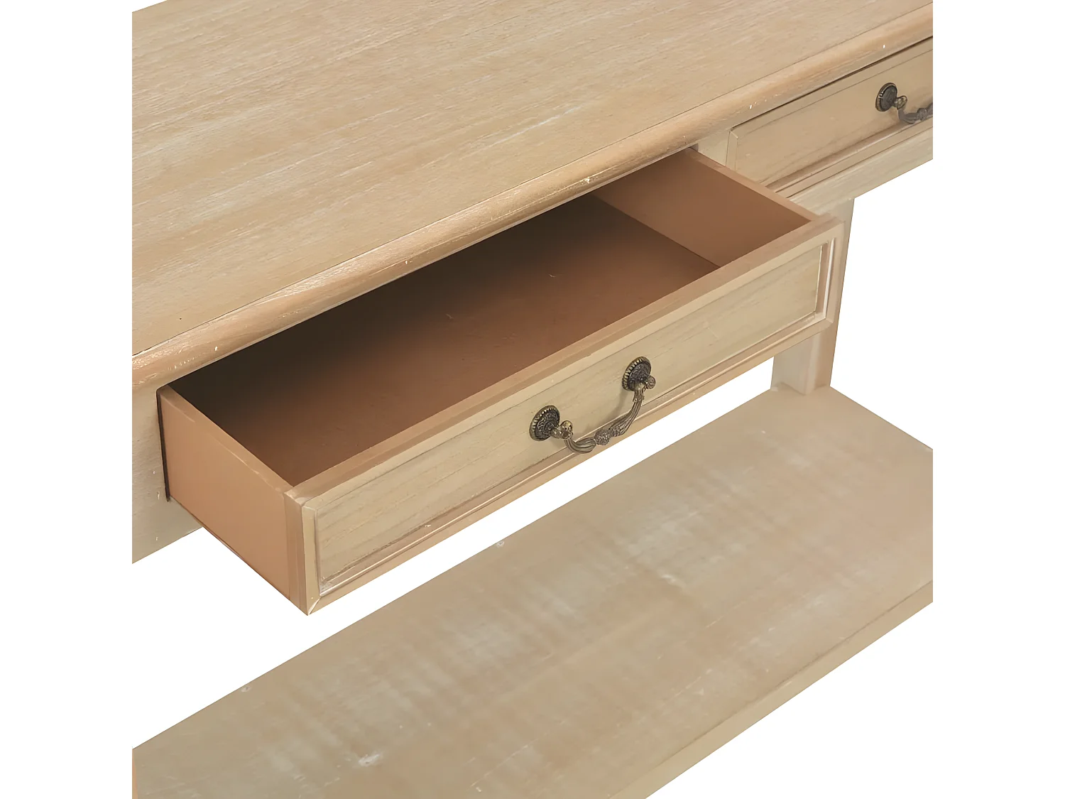 Console 2 tiroirs paulownia et pin massif clair Carla