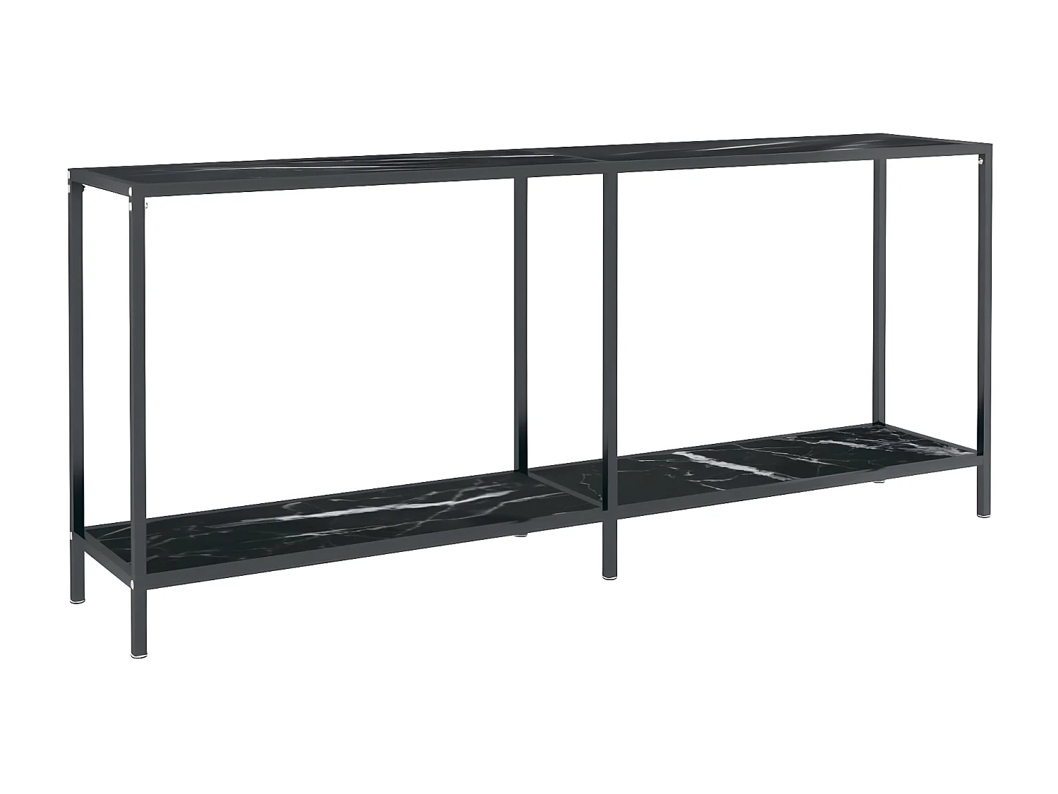Table console Noir 180x35x75,5 Verre trempé et acier Mouki