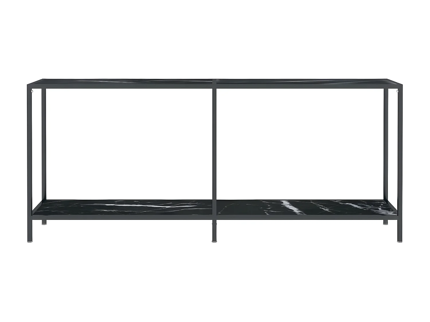 Table console Noir 180x35x75,5 Verre trempé et acier Mouki