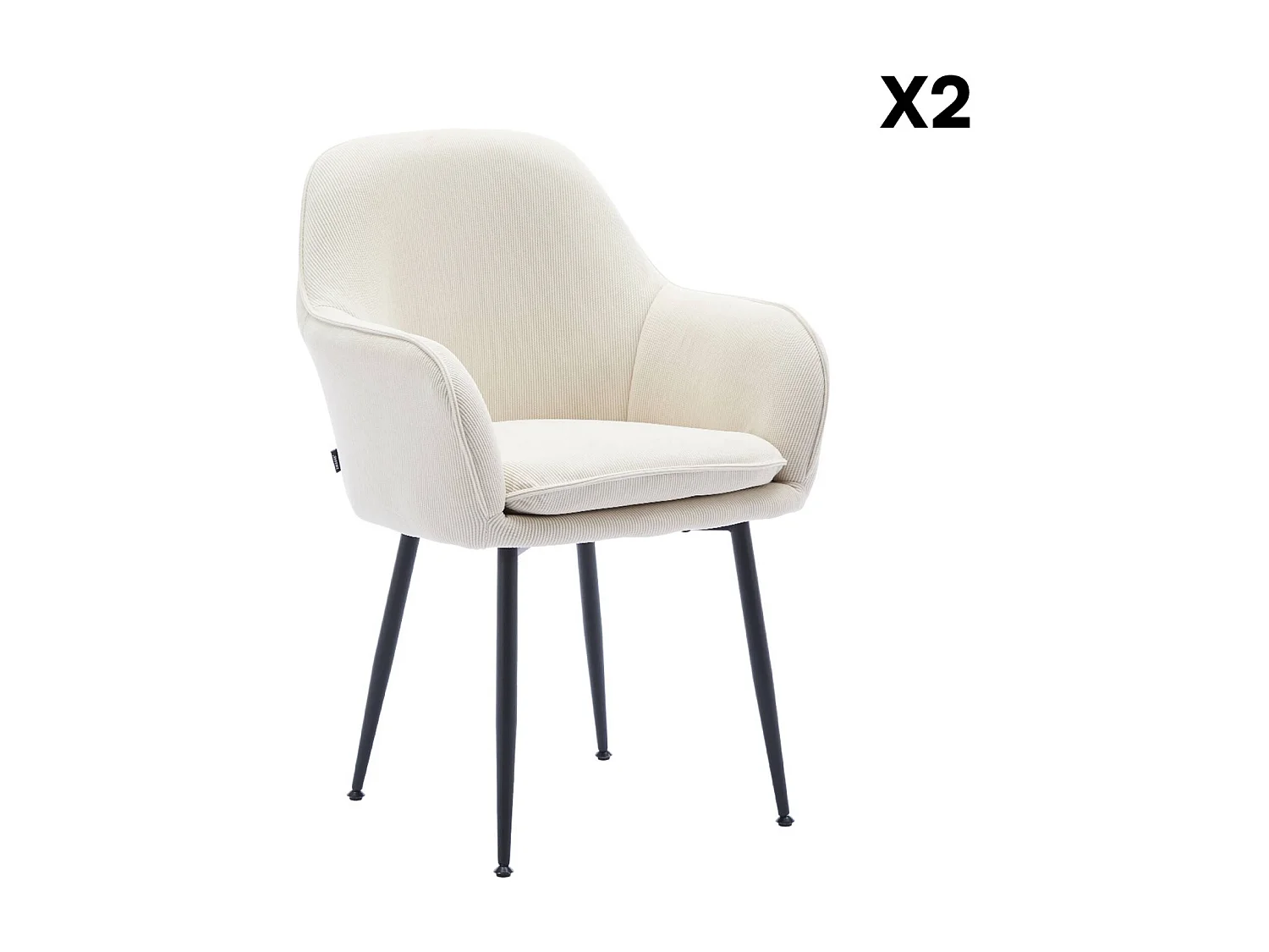 Set di 2 poltrone in velluto a coste con gambe in metallo nero opaco,