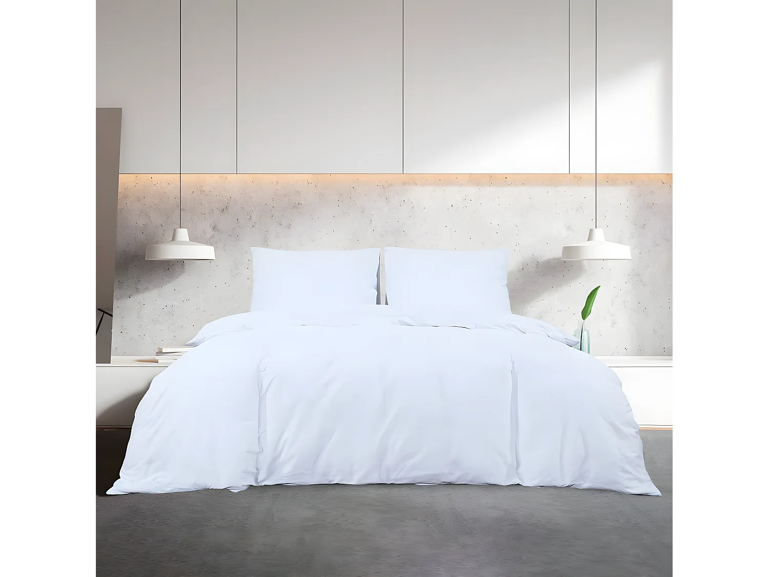 Ensemble de housse de couette Blanc 225x220 Coton