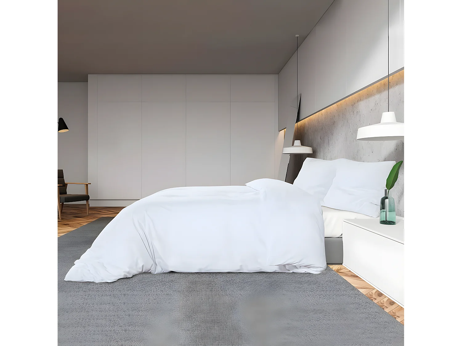 Ensemble de housse de couette Blanc 225x220 Coton