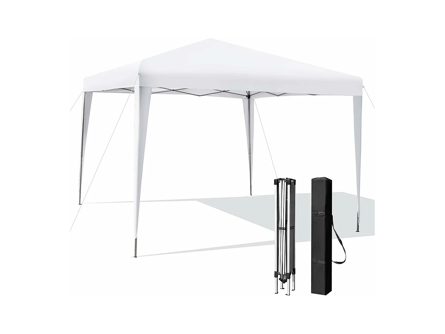 Tonnelle de Jardin Instantanée Pliable 295x295CM, Tente de Jardin Anti-UV Imperméable 3 Hauteurs 249/252/255 cm Sac de Rangement, pour Marché Patio CamBoisg Blanc