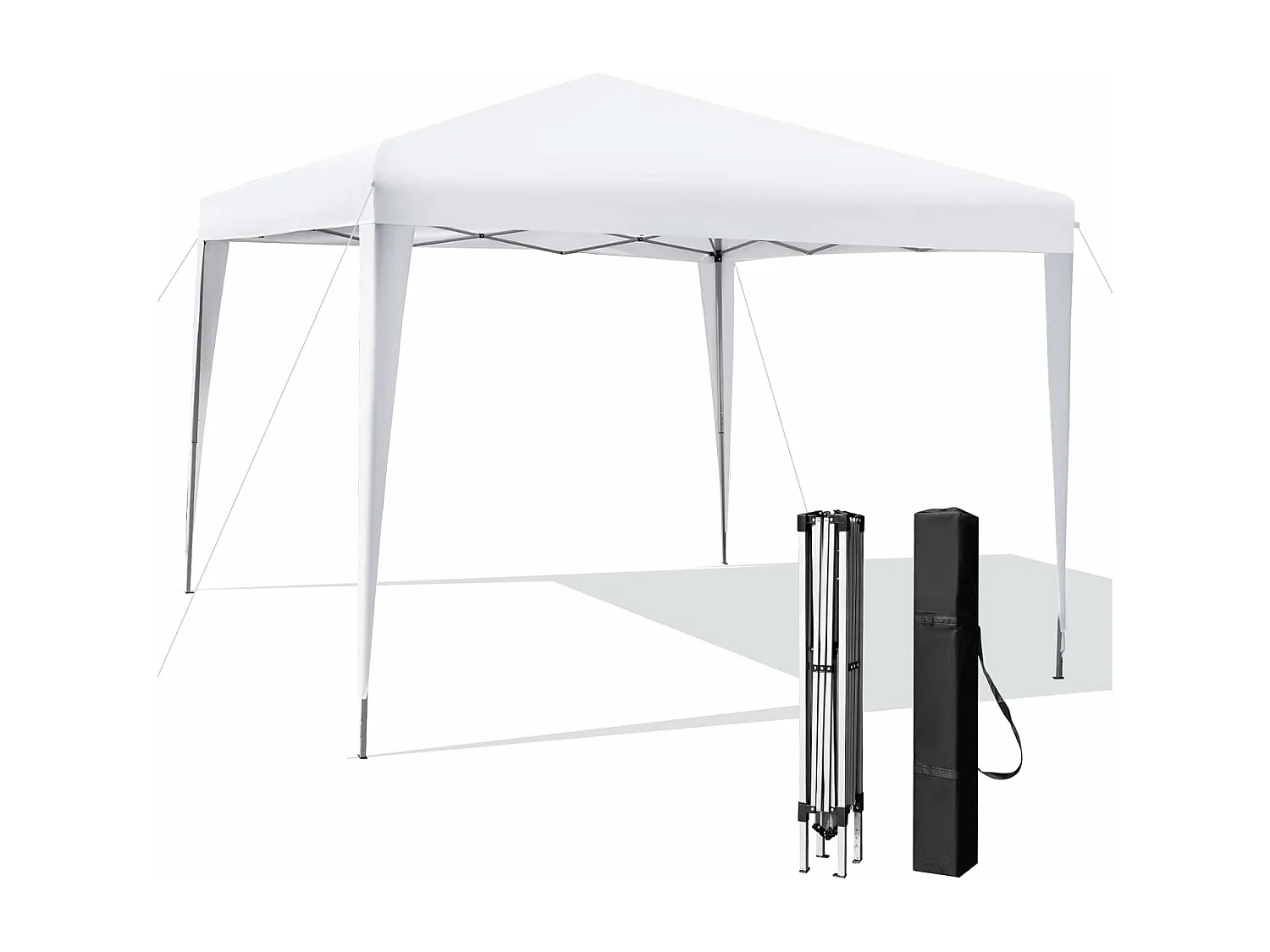 Tonnelle de Jardin Instantanée Pliable 295x295CM, Tente de Jardin Anti-UV Imperméable 3 Hauteurs 249/252/255 cm Sac de Rangement, pour Marché Patio CamBoisg Blanc