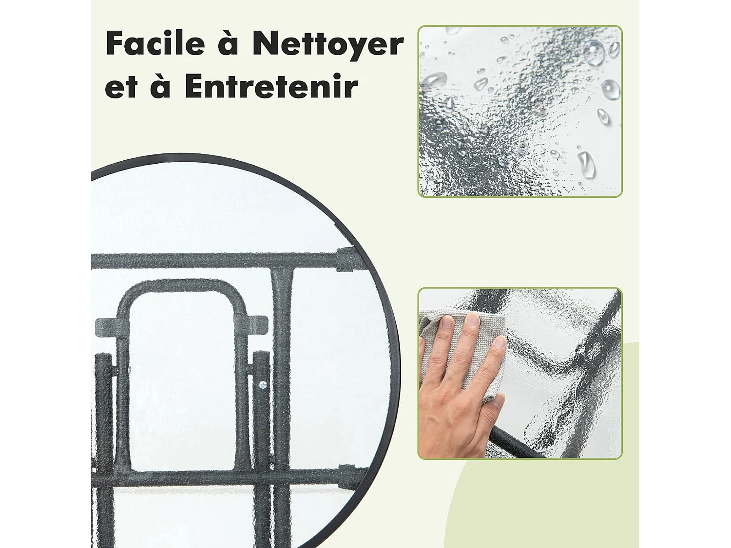 Table de Jardin Bistro Ronde Pliante, avec Plateau en Verre Trempé, Cadre en Acier φ46x47,5cm pour Intérieur et Extérieur Patio Balcon Terrasse, Charge 50 kg, Noir