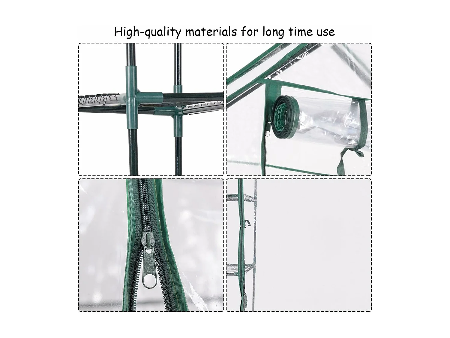 Serre de Jardin avec 4 Étagères, Cadre en Fer, Bâche Résistante et Imperméable, 143 x 73 x 195 cm