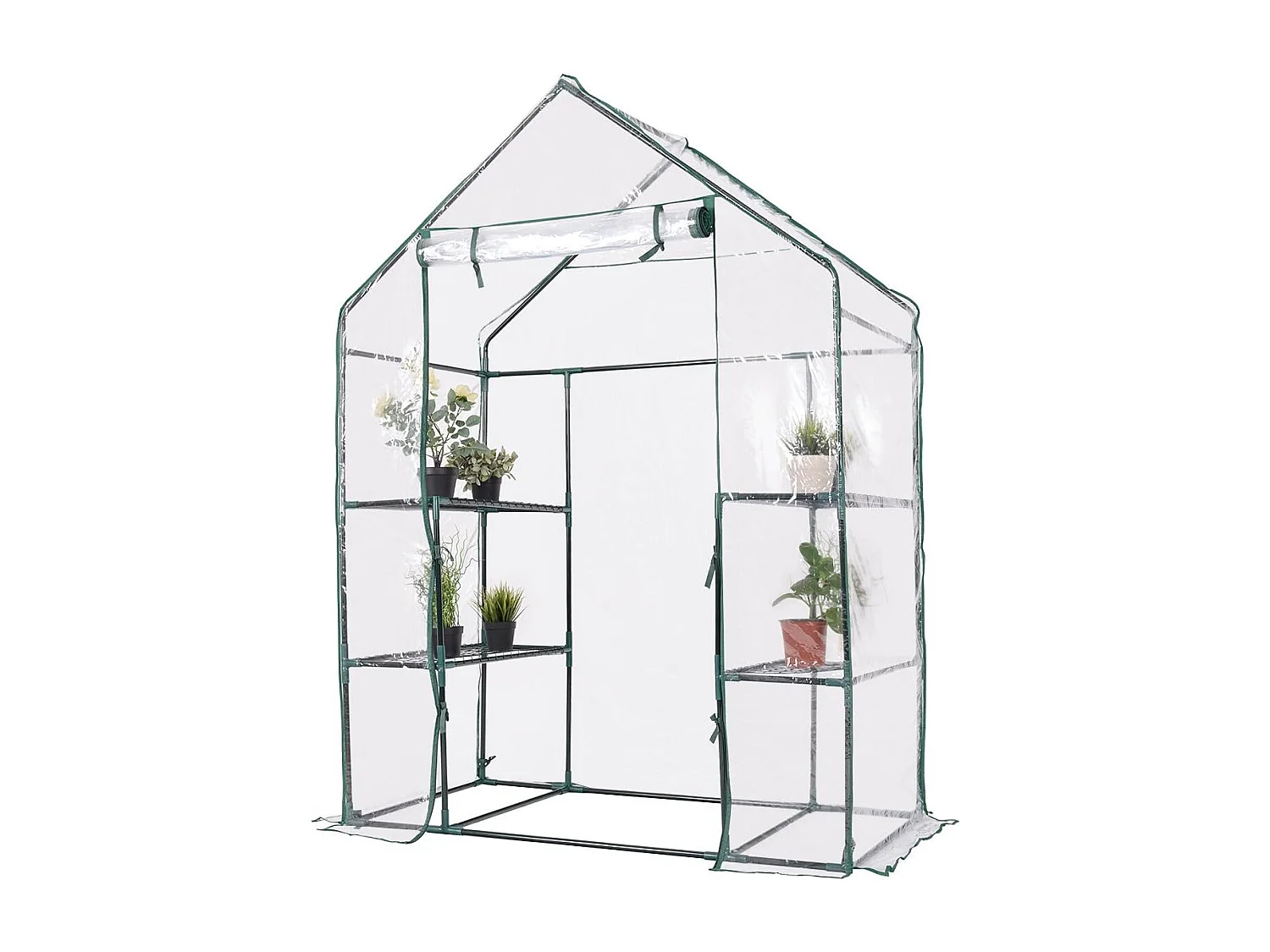 Serre de Jardin avec 4 Étagères, Cadre en Fer, Bâche Résistante et Imperméable, 143 x 73 x 195 cm