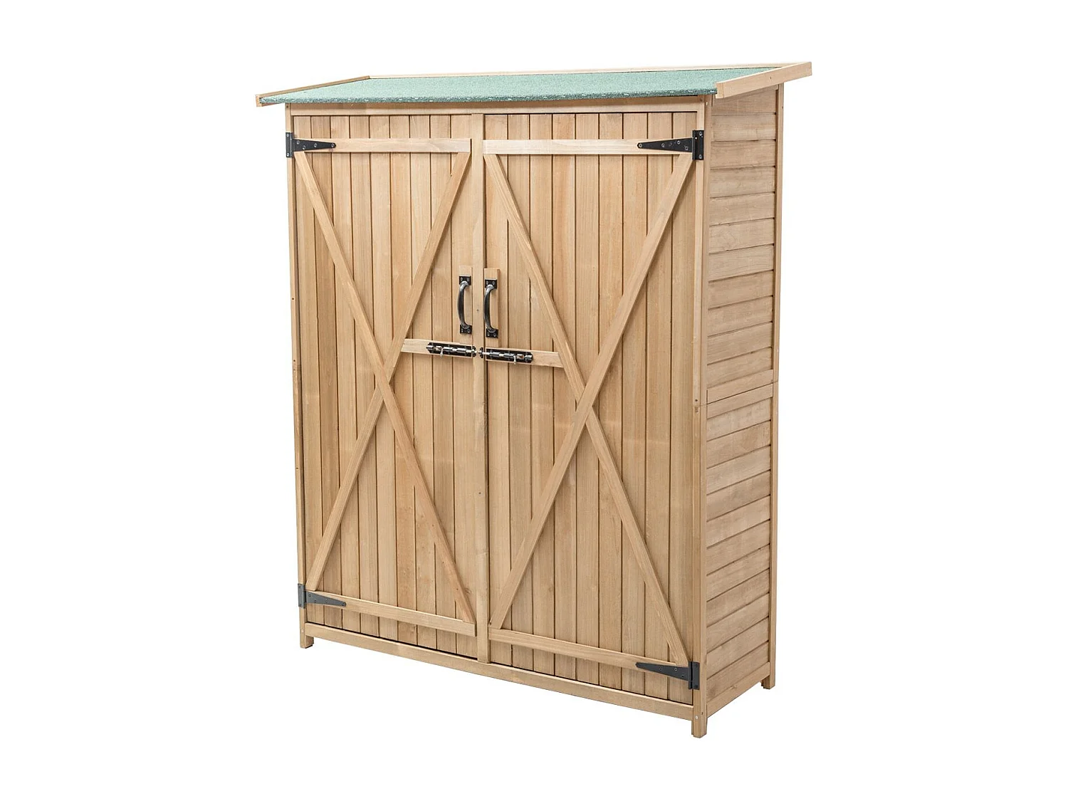Abri de Jardin en Bois, Cabane de Jardin Extérieur Double Portes avec Loquet, Toit Incliné en Asphalte, Cabanon Jardin Extérieur, 140 x 50 x 162 cm