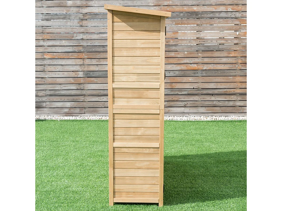 Abri de Jardin en Bois, Cabane de Jardin Extérieur Double Portes avec Loquet, Toit Incliné en Asphalte, Cabanon Jardin Extérieur, 140 x 50 x 162 cm