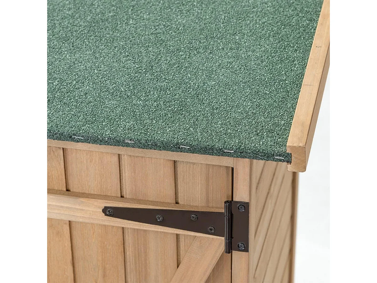 Abri de Jardin en Bois, Cabane de Jardin Extérieur Double Portes avec Loquet, Toit Incliné en Asphalte, Cabanon Jardin Extérieur, 140 x 50 x 162 cm