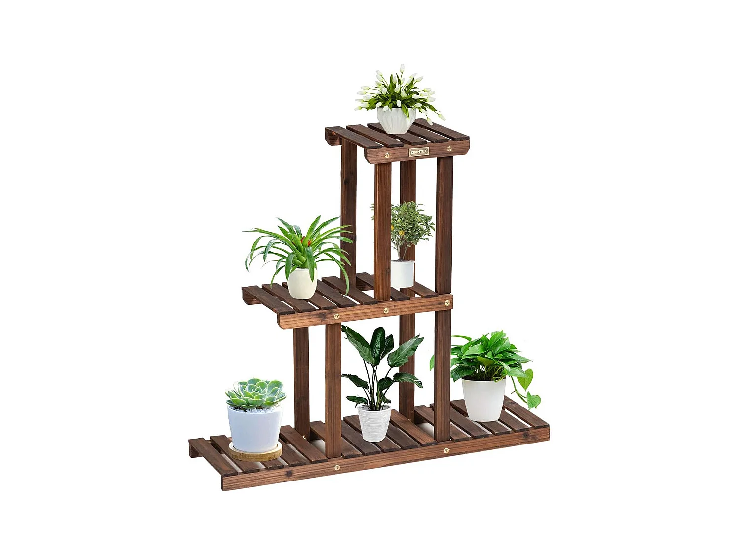 Etagère à Fleurs en Bois à 3 Niveaux, Capacité Charge.30KG(3 Etagères)