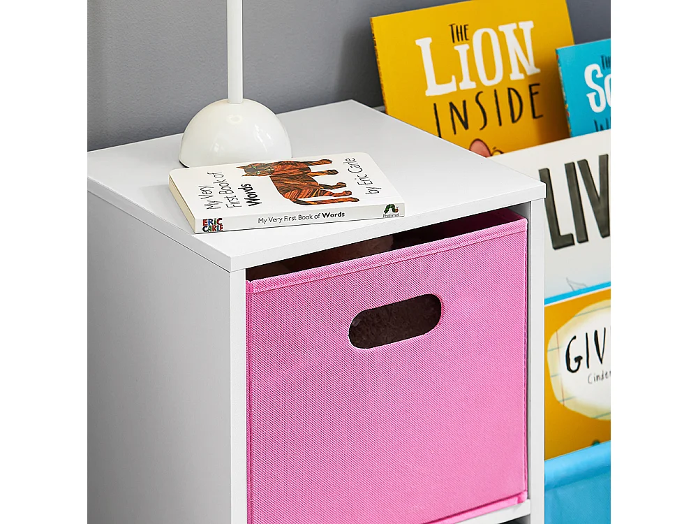 SoBuy KMB76-F Bibliothèque pour Enfants, Organisateur Jouets et Livres pour Enfants avec 2 Paniers, 5 Étagères et 1 Compartiment