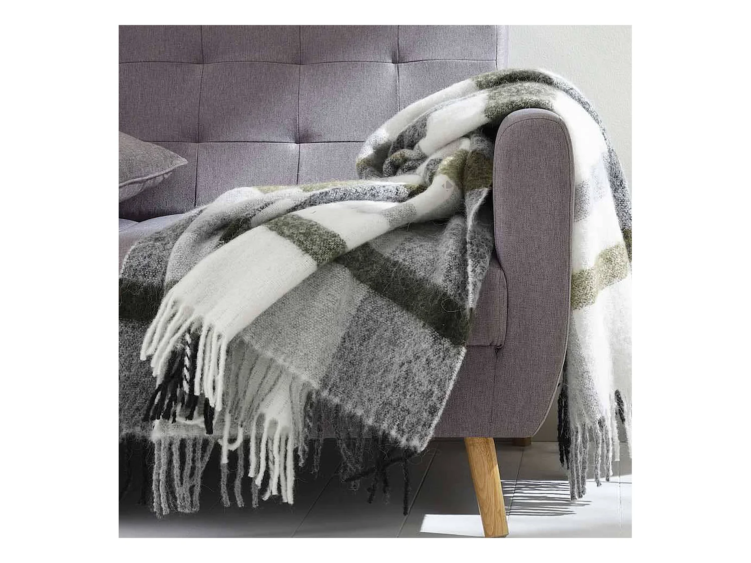 Plaid 130x180 cm ISEO en alpaga vert olive