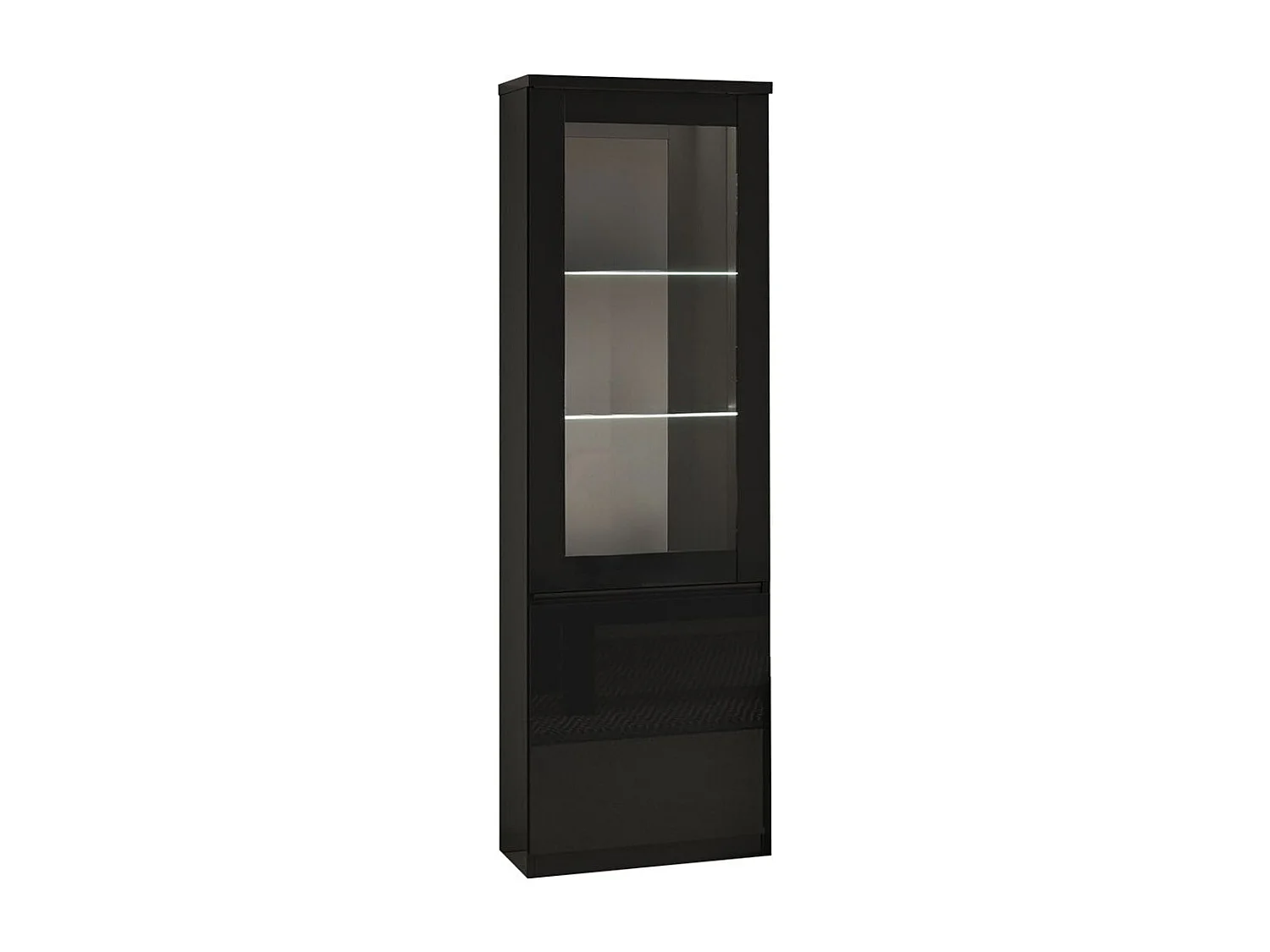 DEYTON - Ensemble Salon Complet Laqué Noir Meuble TV + Vitrines avec Leds + Table Basse 127cm