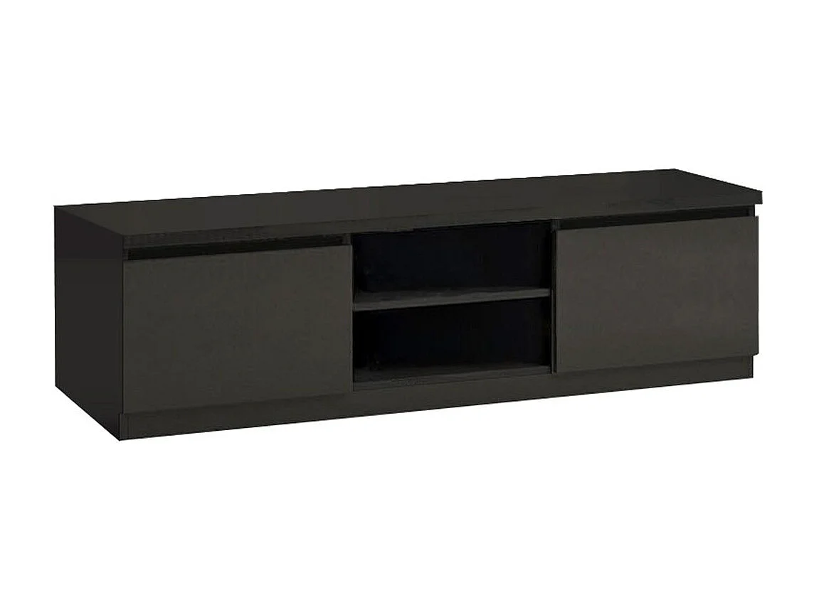 DEYTON - Ensemble Salon Complet Laqué Noir Meuble TV + Vitrines avec Leds + Table Basse 127cm