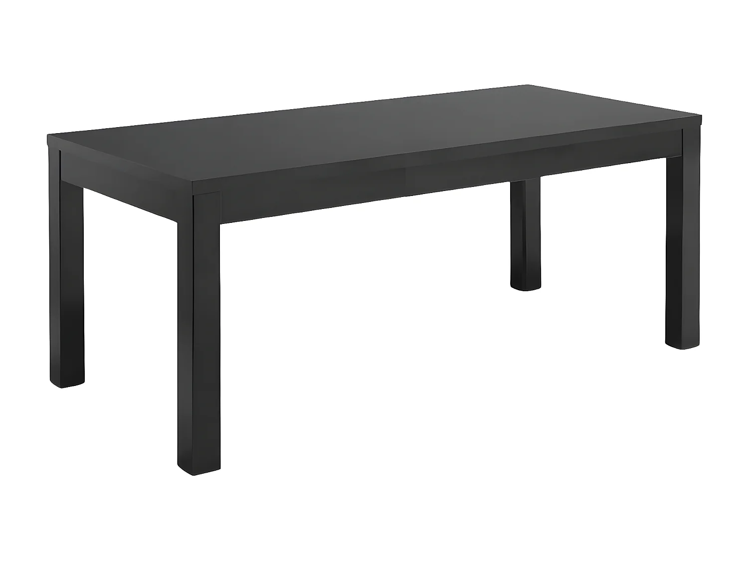 DEYTON - Ensemble Séjour Laqué Noir Table 190cm + Vitrine avec Leds