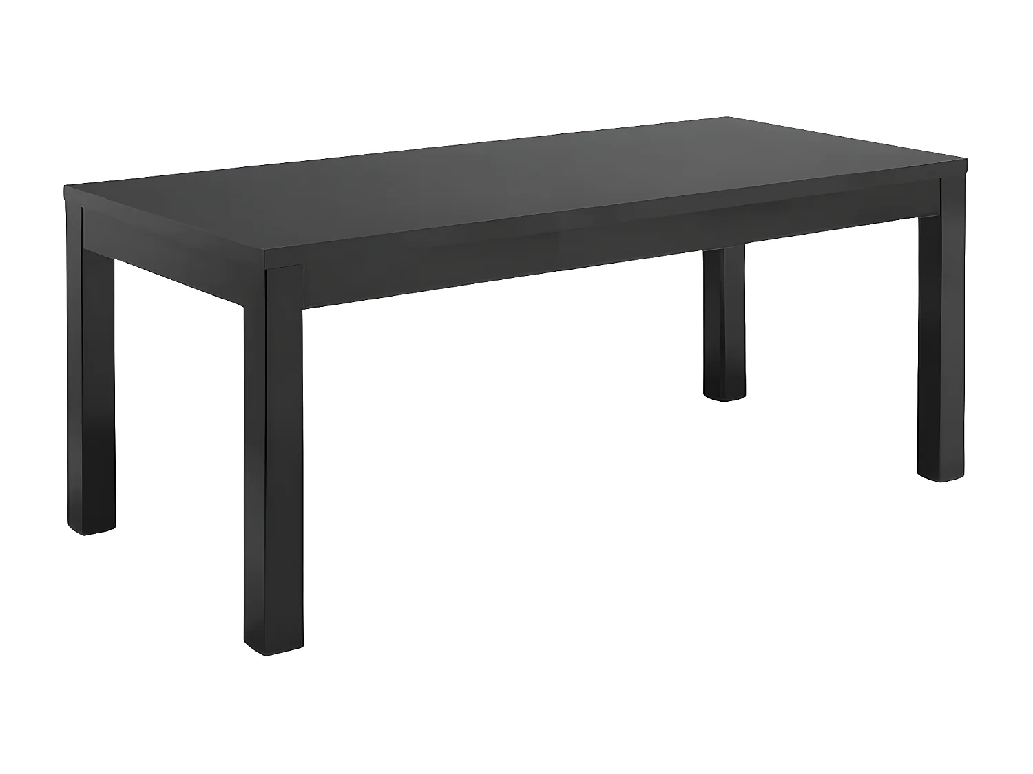 DEYTON - Ensemble Séjour Complet Laqué Noir Table 190cm + Buffet + Vitrine avec Leds