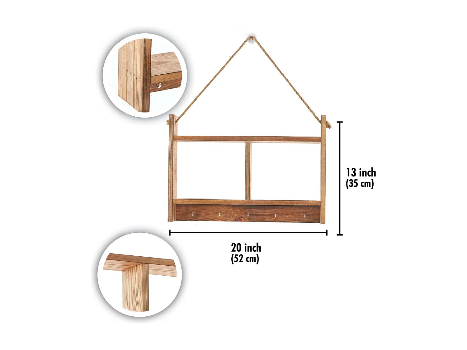 Etagère à suspendre avec 5 crochets