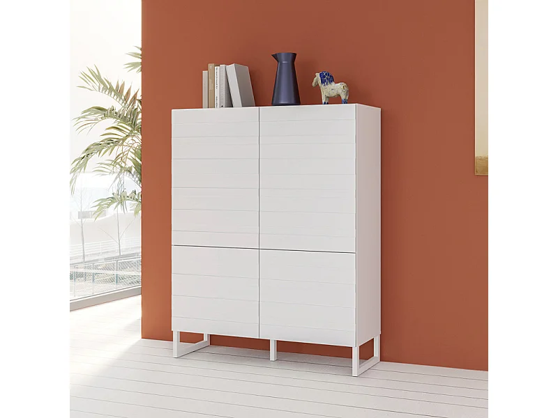 Armoirette avec façades fraisées blanc mat et pieds luges - ARIANA