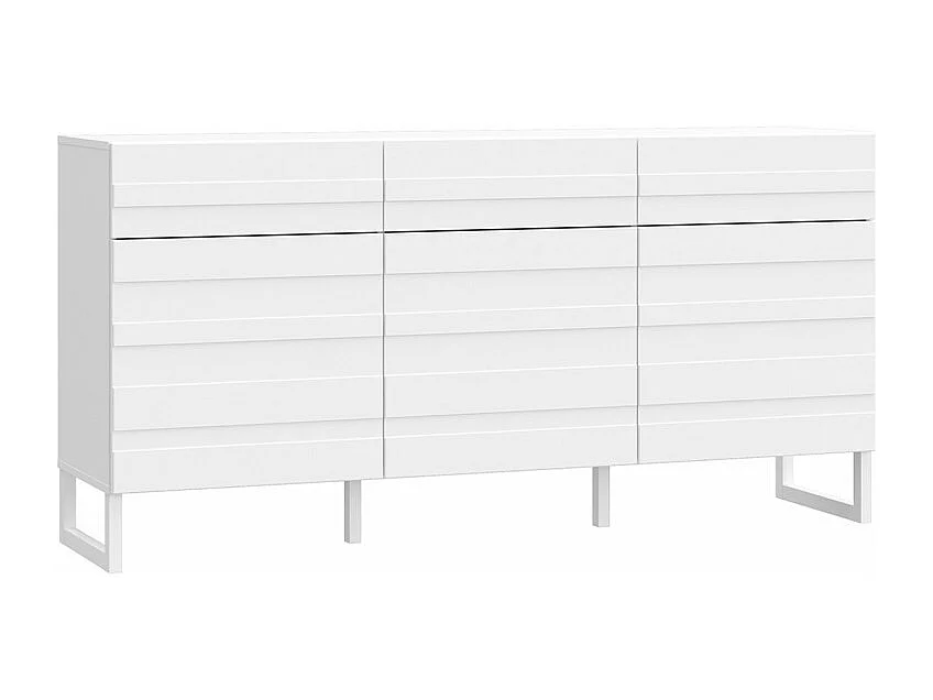 Buffet 165 cm avec façades fraisées blanc mat et pieds luges - ARIANA