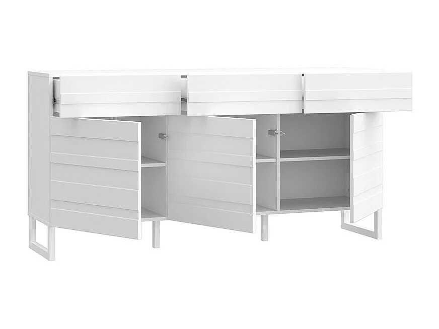 Buffet 165 cm avec façades fraisées blanc mat et pieds luges - ARIANA