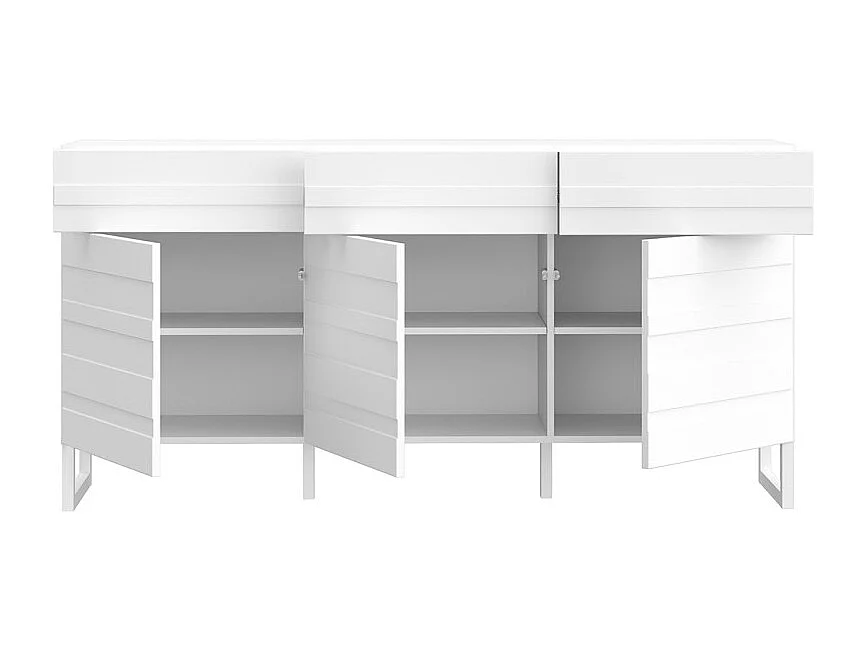 Buffet 165 cm avec façades fraisées blanc mat et pieds luges - ARIANA