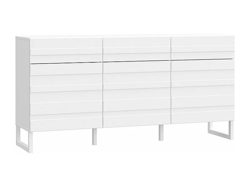 Buffet 165 cm avec façades fraisées blanc mat et pieds luges - ARIANA