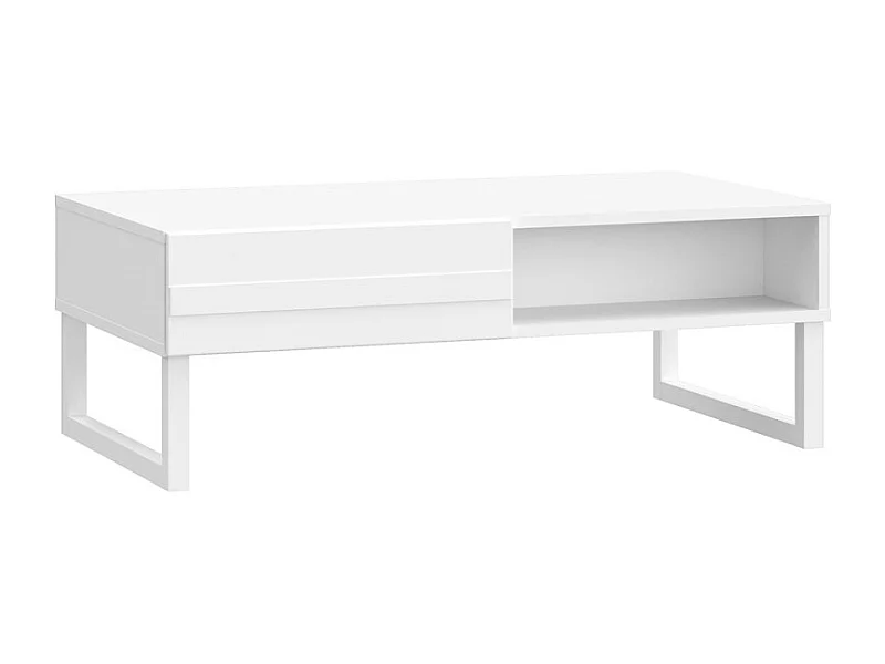 Table basse avec façades fraisées blanc mat et pieds luges - ARIANA