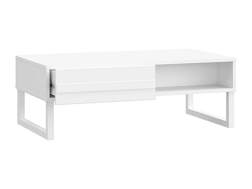 Table basse avec façades fraisées blanc mat et pieds luges - ARIANA