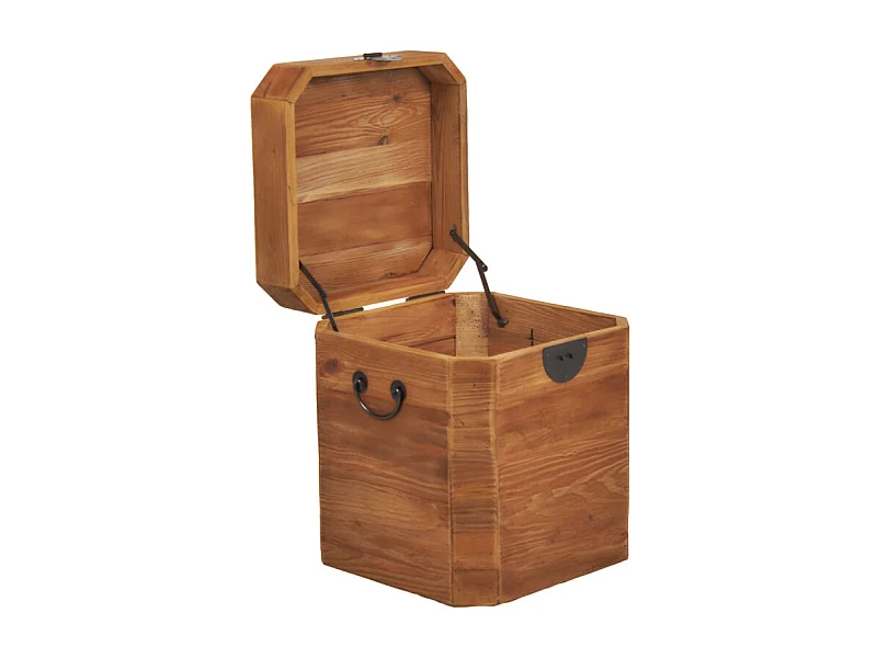 Coffre de rangement 48 cm bois de pin recyclé avec poignées – CHALET