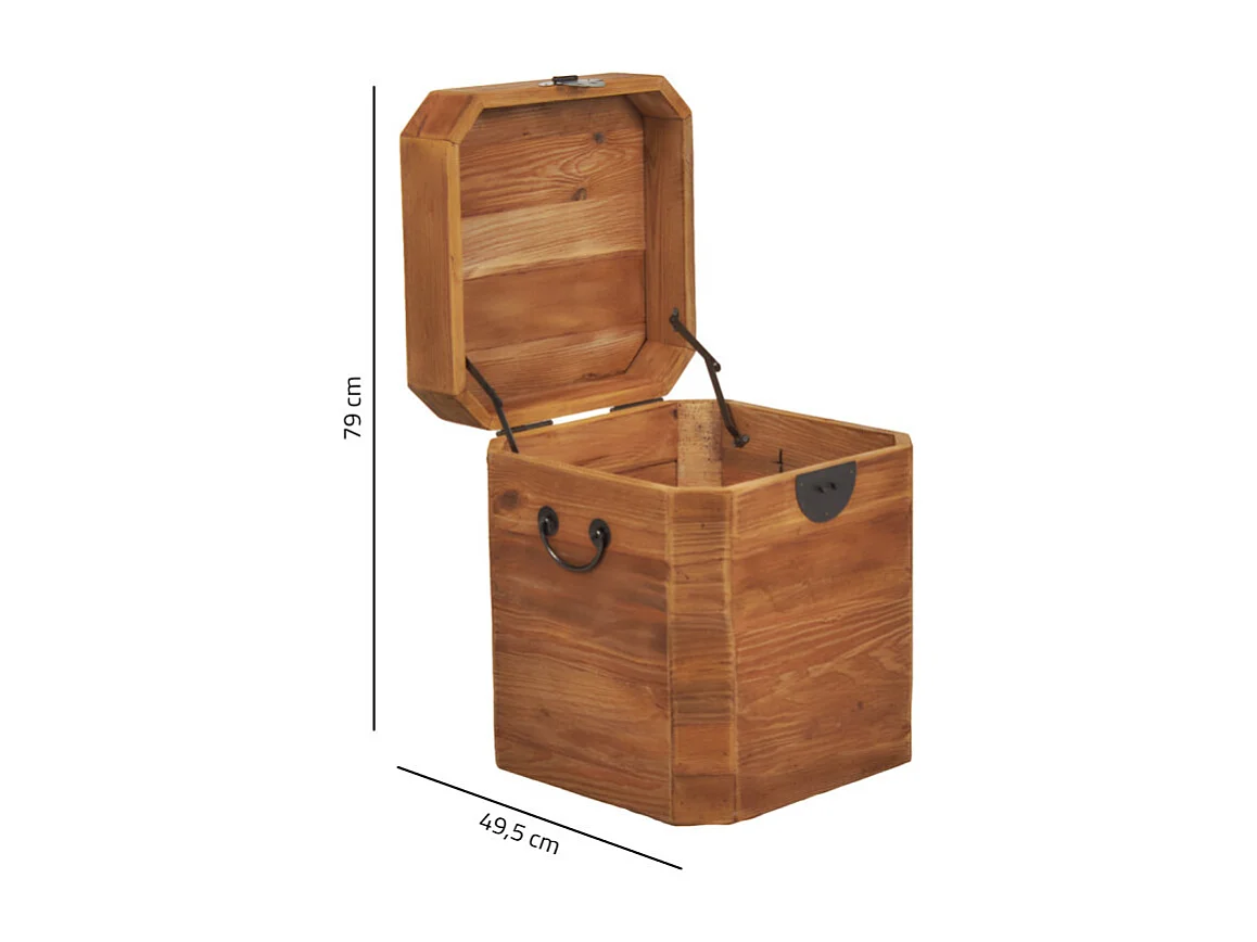 Coffre de rangement 48 cm bois de pin recyclé avec poignées – CHALET