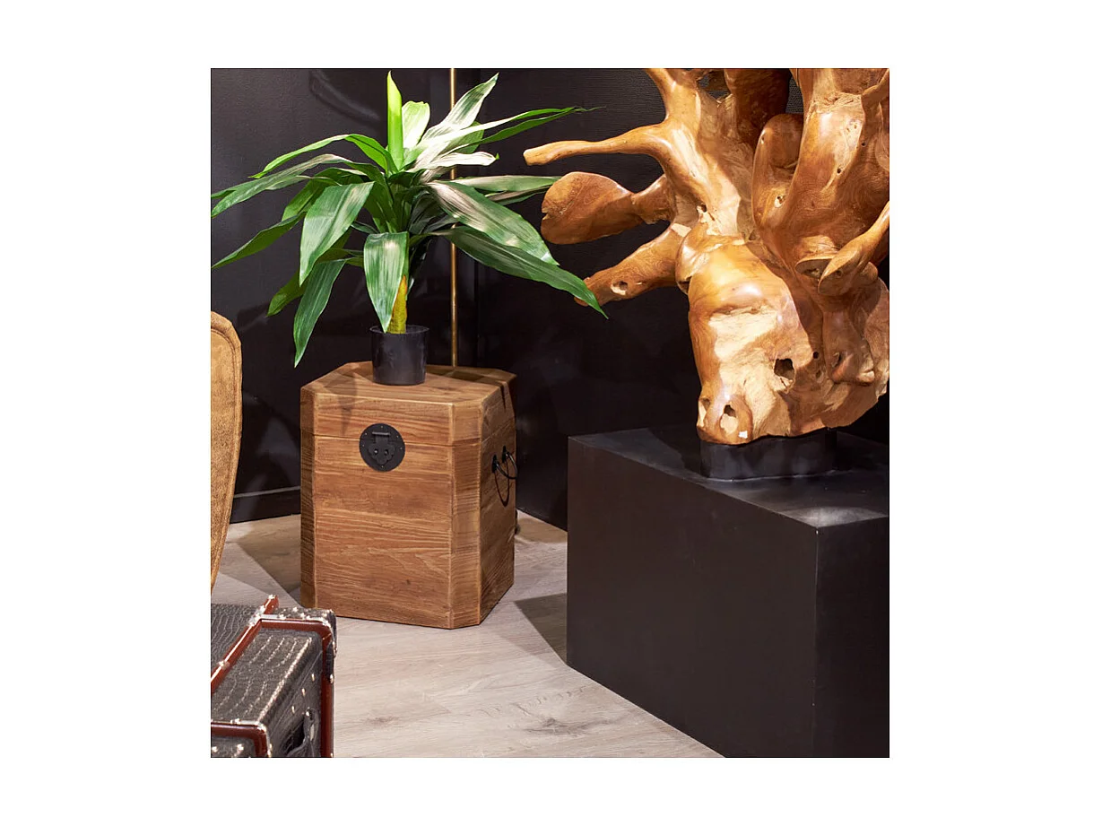 Coffre de rangement 48 cm bois de pin recyclé avec poignées – CHALET