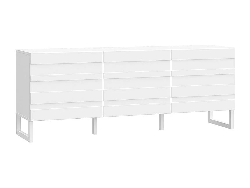 Meuble TV avec façades fraisées blanc mat et pieds luges - ARIANA