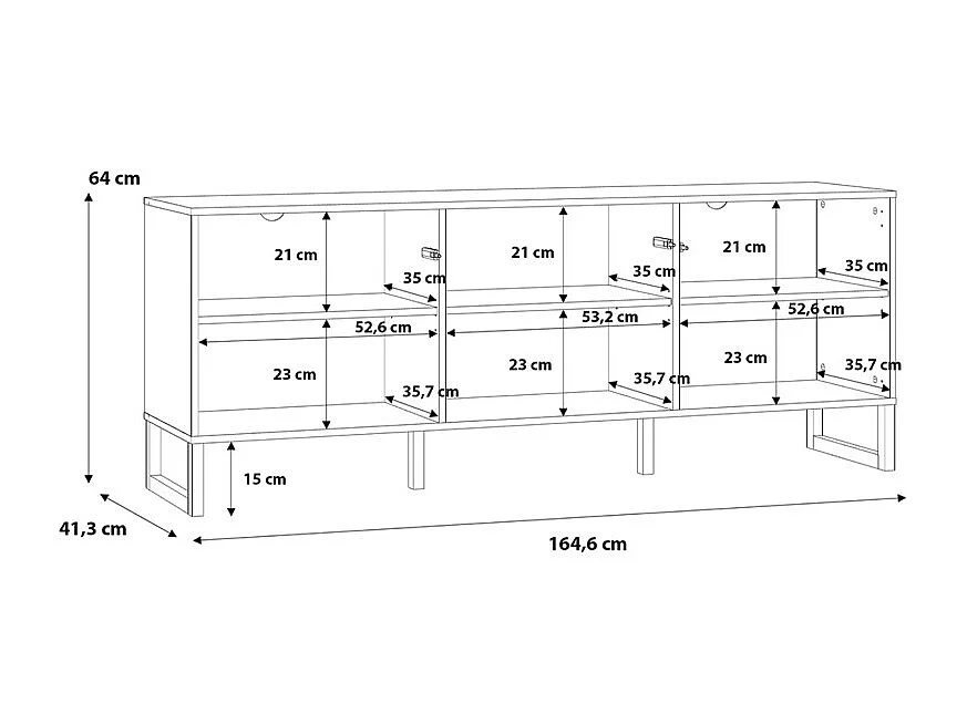 Meuble TV avec façades fraisées blanc mat et pieds luges - ARIANA