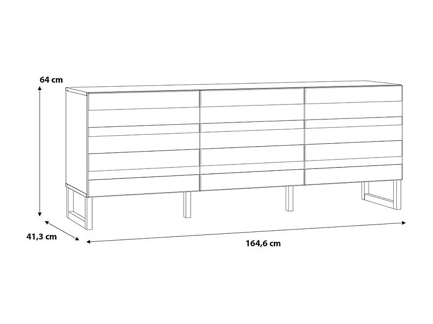 Meuble TV avec façades fraisées blanc mat et pieds luges - ARIANA