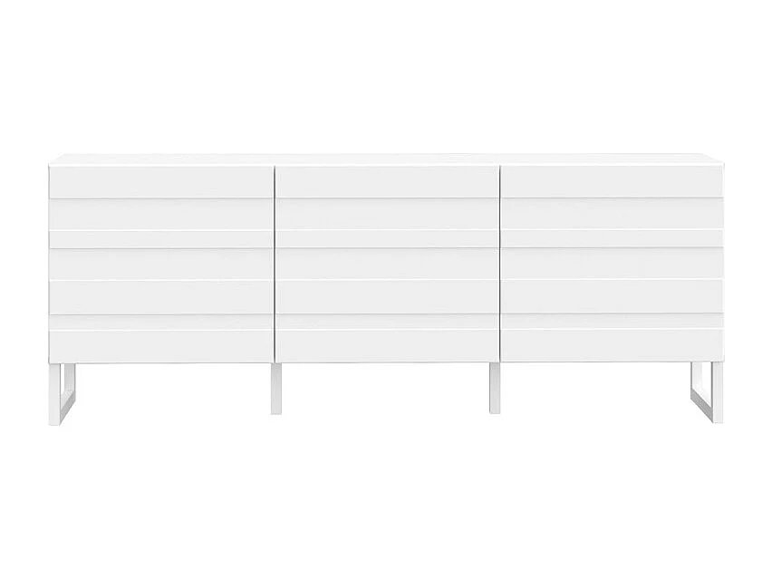 Meuble TV avec façades fraisées blanc mat et pieds luges - ARIANA