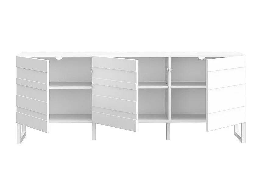 Meuble TV avec façades fraisées blanc mat et pieds luges - ARIANA