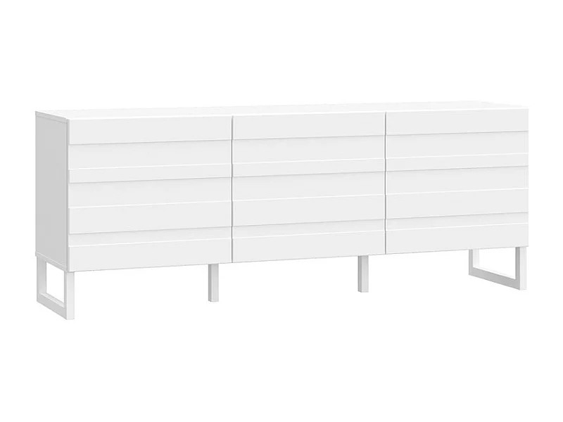 Meuble TV avec façades fraisées blanc mat et pieds luges - ARIANA