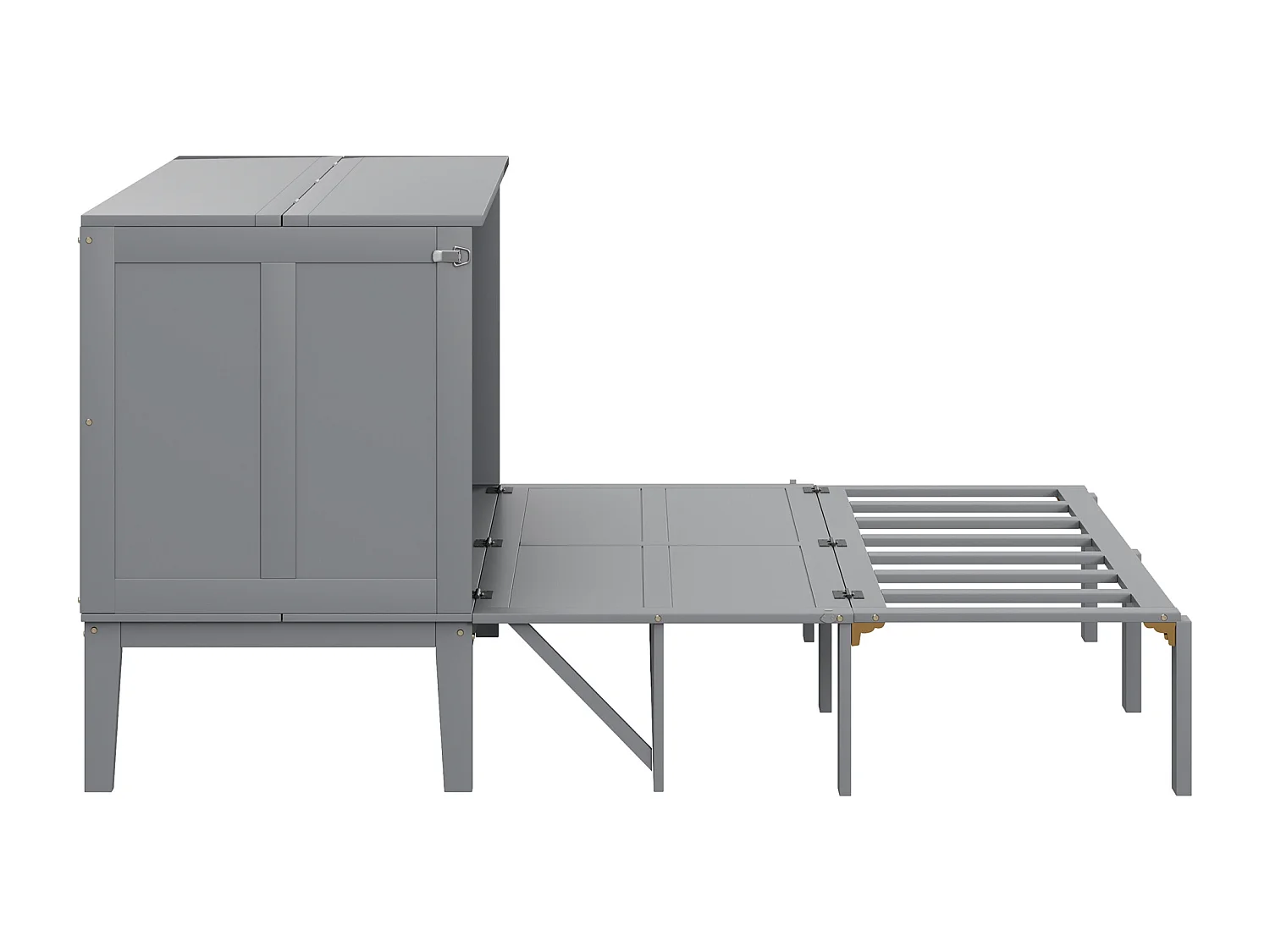 Ausziehbares Holzbett 140x200 cm – mit Lattenrost – Grau