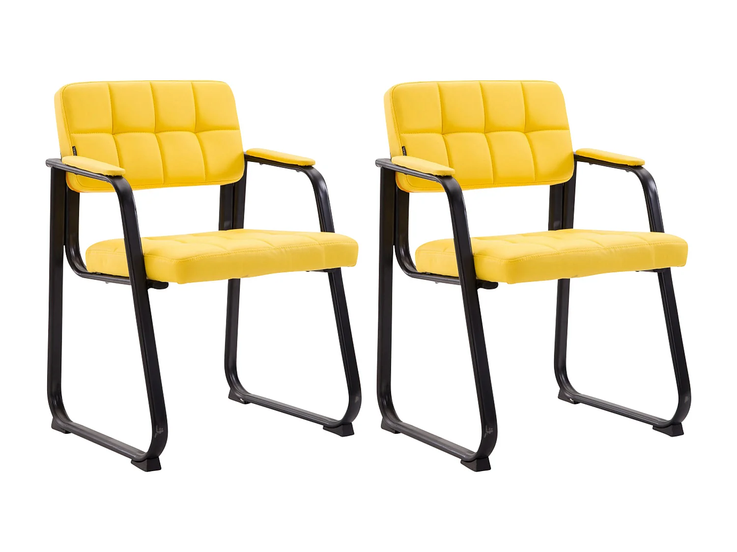 Lot de 2  chaises avec accoudoirs - Similicuir - Jaune - Canada B