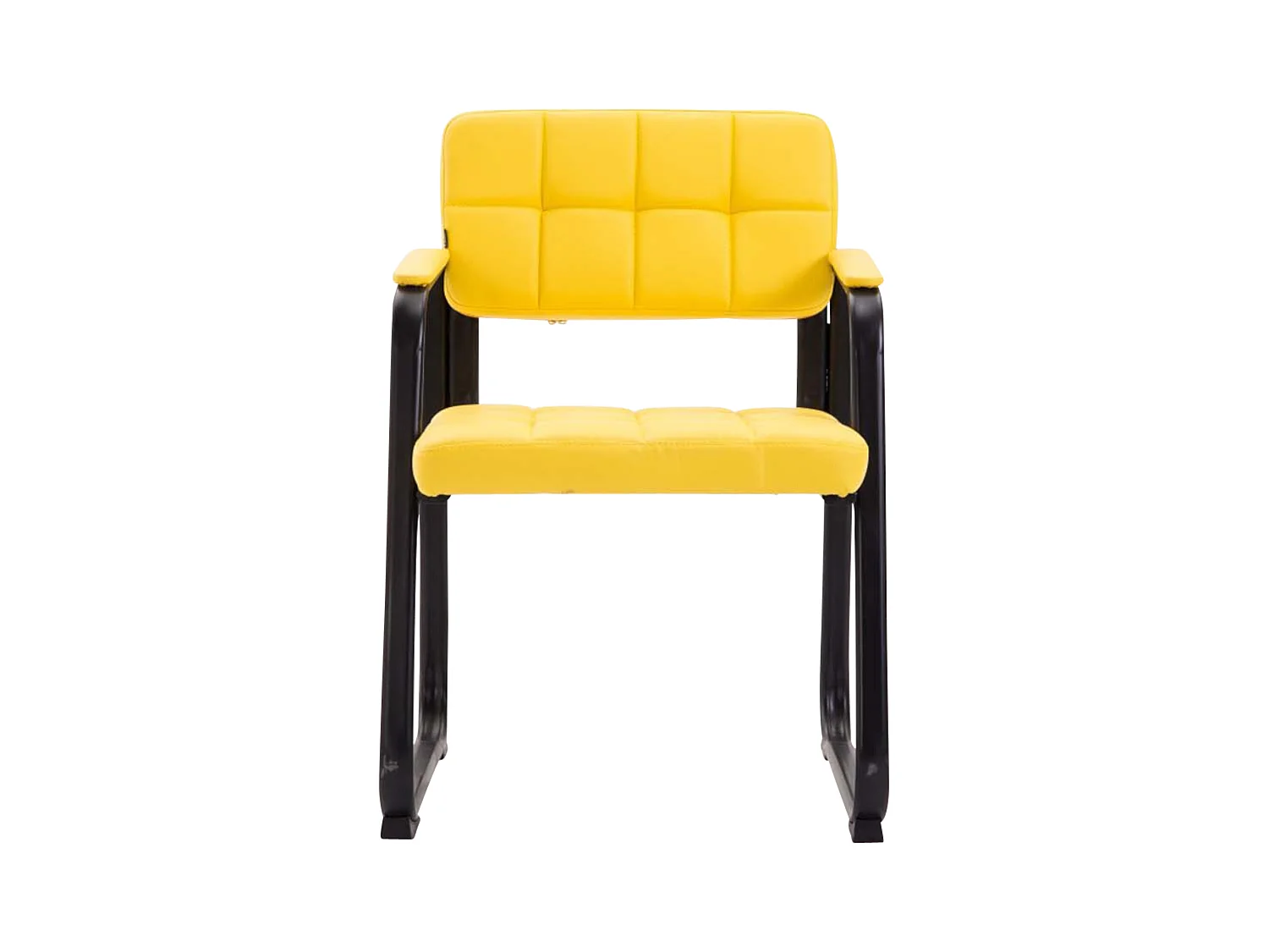 Lot de 2  chaises avec accoudoirs - Similicuir & Blanc - Jaune - Canada B