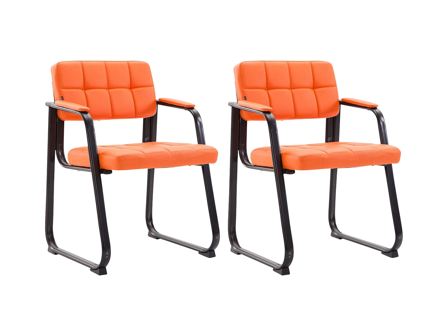 Lot de 2  chaises avec accoudoirs - Similicuir & Blanc - Orange - Canada B