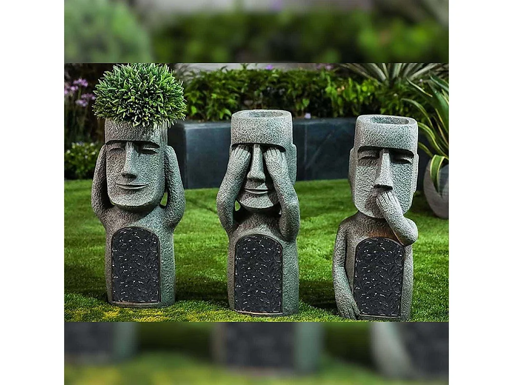 Jardinière Moai en polyrésine Lot de 3