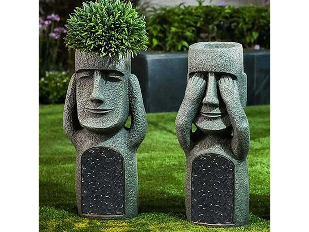 Jardinière Moai en polyrésine N'entend pas