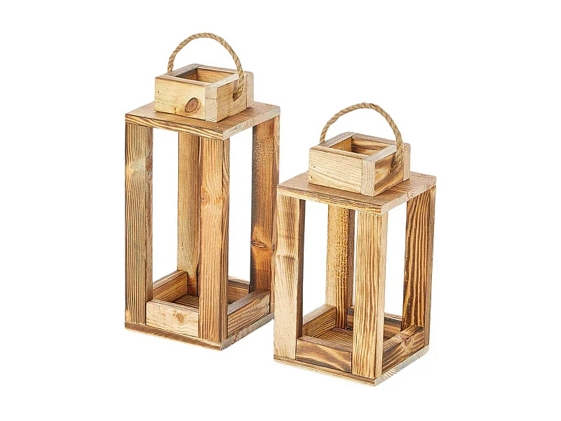 Ensemble de 2 lanternes en bois