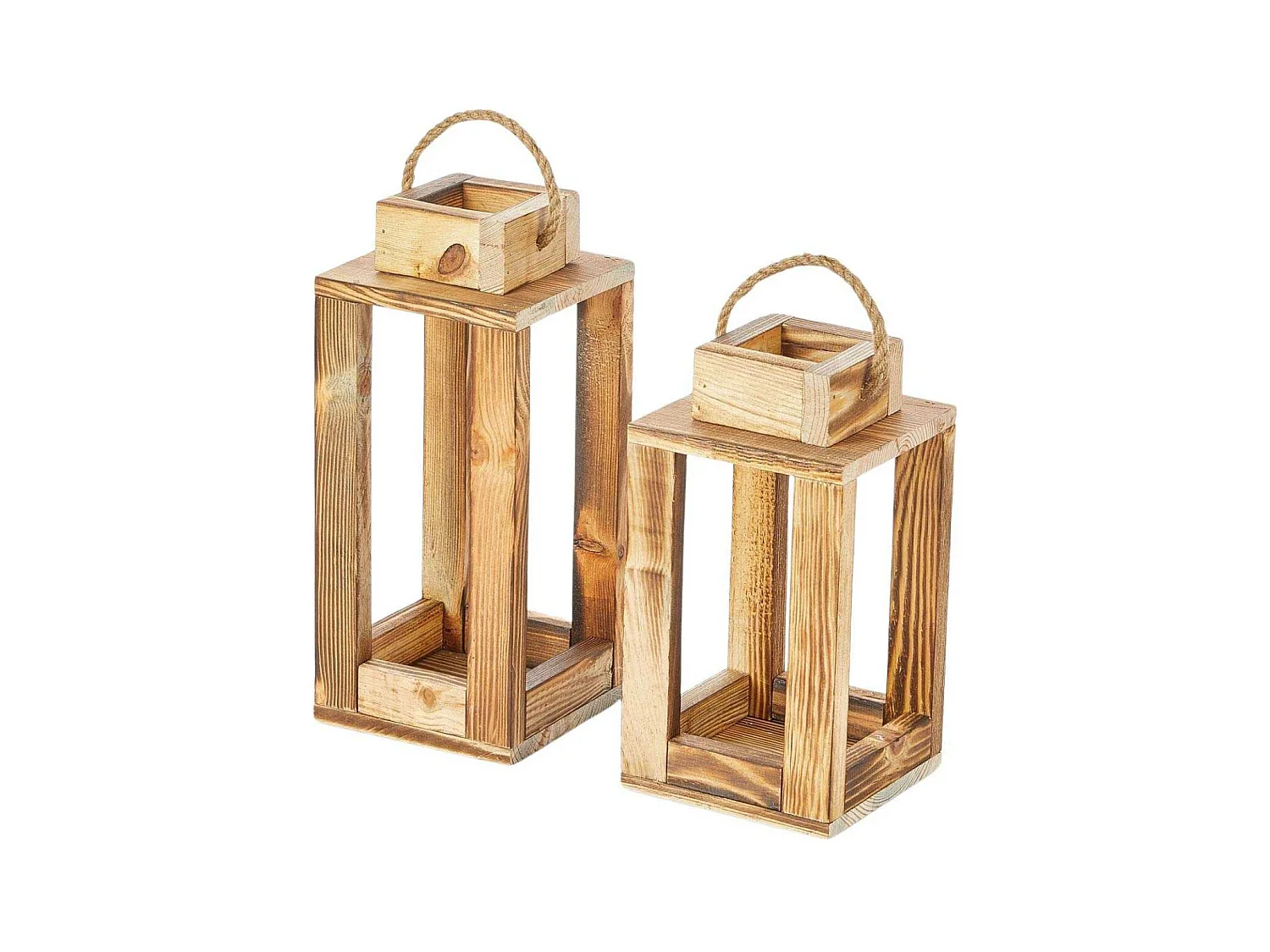 Ensemble de 2 lanternes en bois