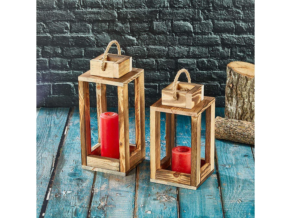 Ensemble de 2 lanternes en bois