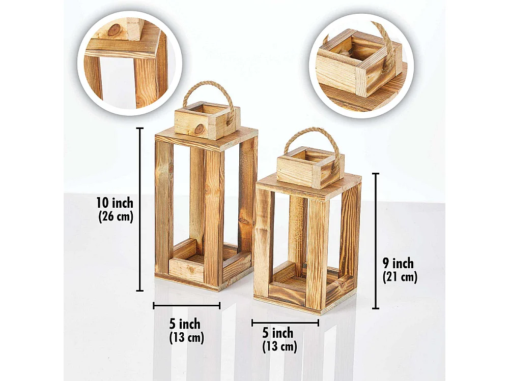 Ensemble de 2 lanternes en bois