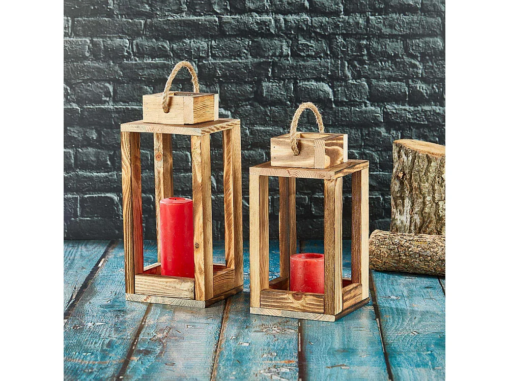 Ensemble de 2 lanternes en bois